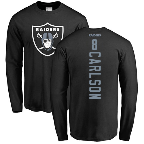 Men Oakland Raiders Black Daniel Carlson Backer NFL Football #8 Long Sleeve T Shirt